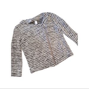 H&M Tweed Assymetrical Zip Jacket Large